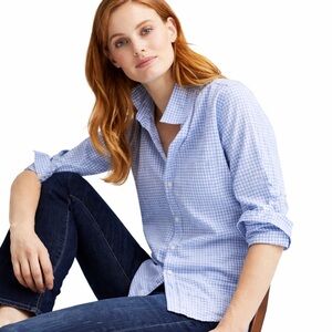 Frank & Eileen S Barry Tailored Fit Button Up 0186 Shirt Blue Gingham small
